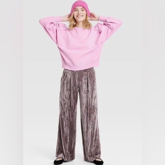 Women’s Pink A New Day Pleated Ruched Shoulder Sweatshirt | Size M - Picture 2 of 12